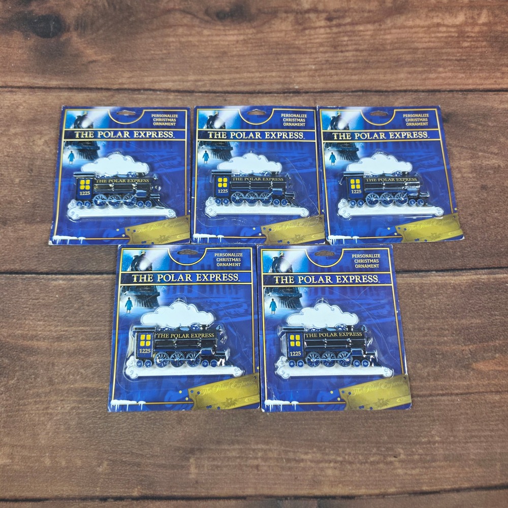 The Polar Express Christmas Ornament Kids OS Blue New 5 Pack Train Engine 1225